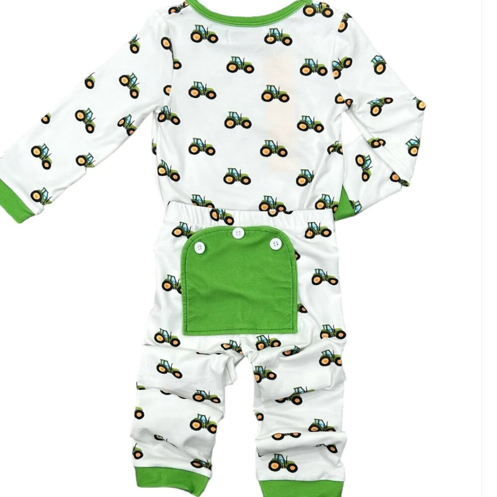 Sugar Bee Tractor Buttflap Pajamas - 2pc
